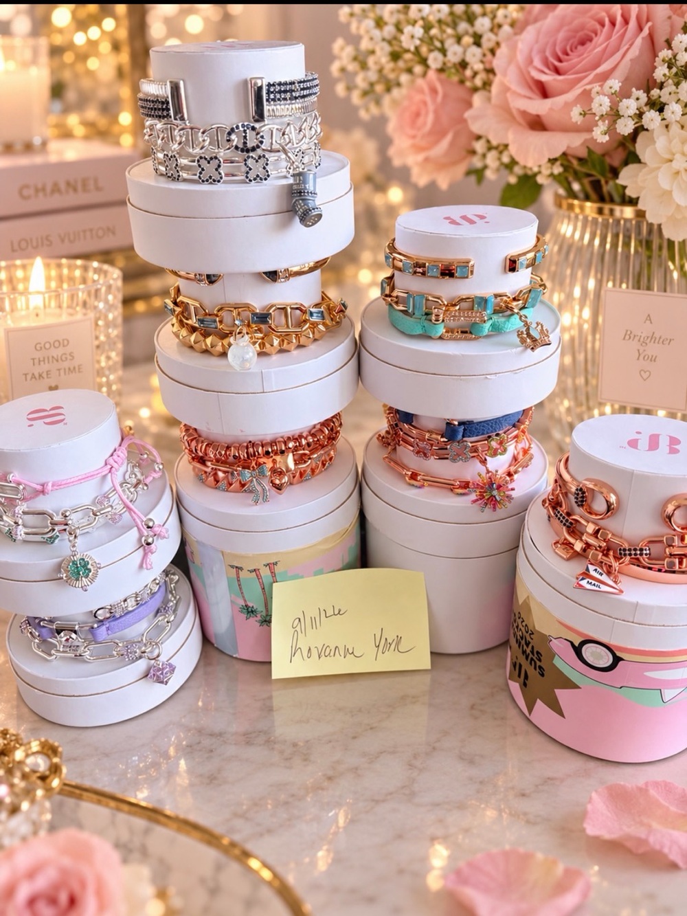 Stackable Women's Fashion Bracelets - Pink, Turquoise, Rose Gold, Silver